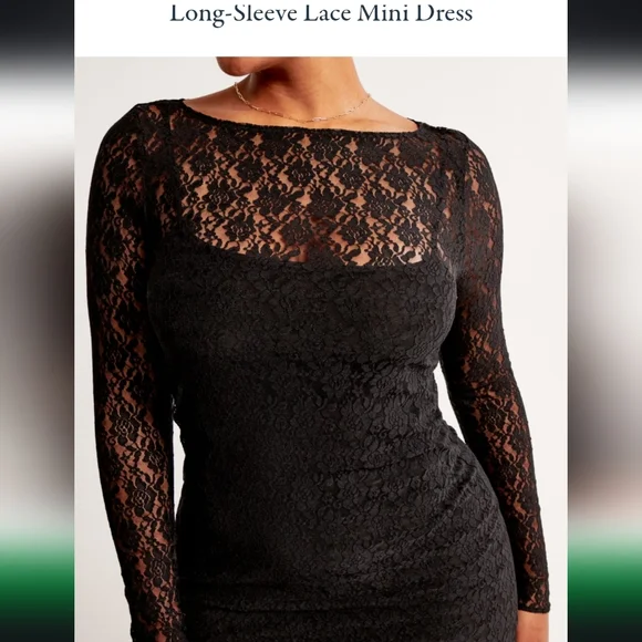 Long sleeve lace mini dress - Picture 2 of 6